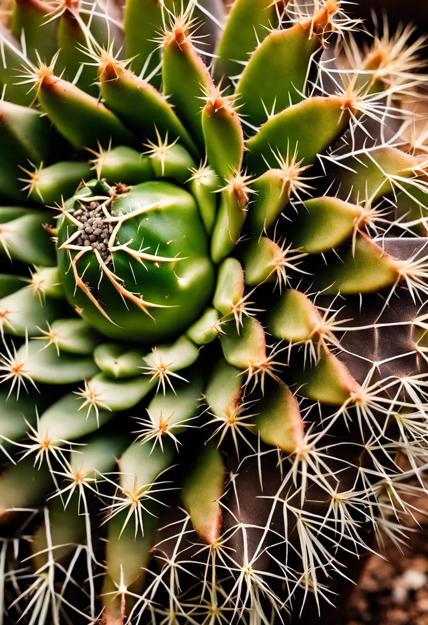 "Close-up of a distressed cactus showing signs of decline on a neutral background, surrounded by revival tools like a moisture meter and fertilizer."